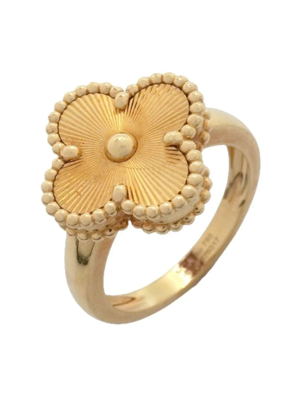 Van Cleef & Arpels Ring Vintage Alhambra Guilloche 18K Yellow Gold